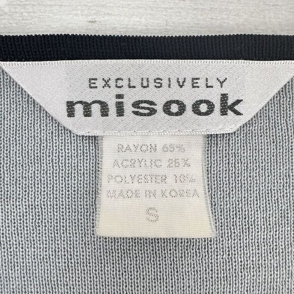 Exclusively Misook Knit Top Size Small Gray Black Long Sleeves Stretch Career - Picture 7 of 11